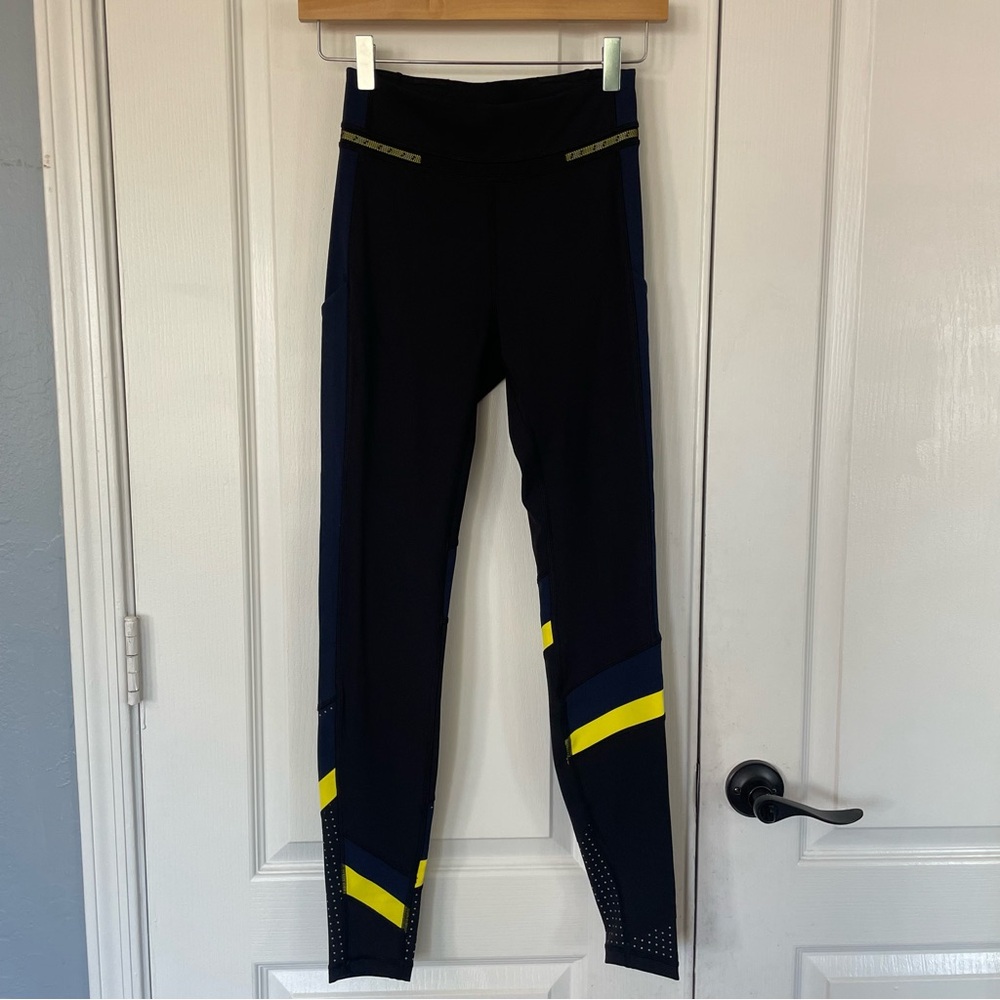 Lululemon Athletica x Roksanda Black Leggings with Yellow and Navel details